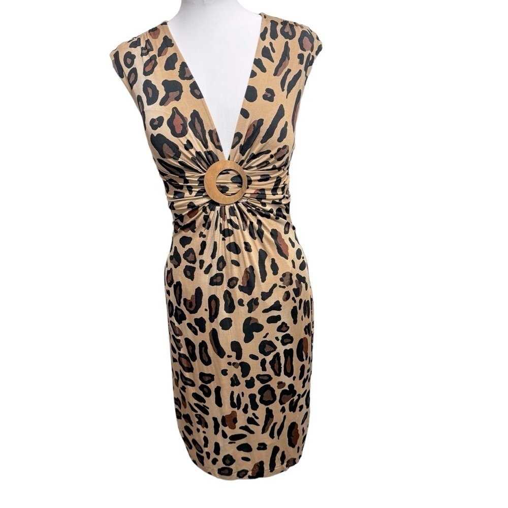 Cache Woman's‎ Black & Brown Leopard Dress Size. 8